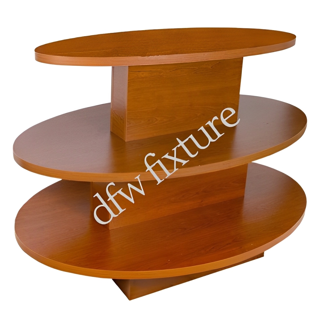 3 Tier Oval Display Table-Cherry