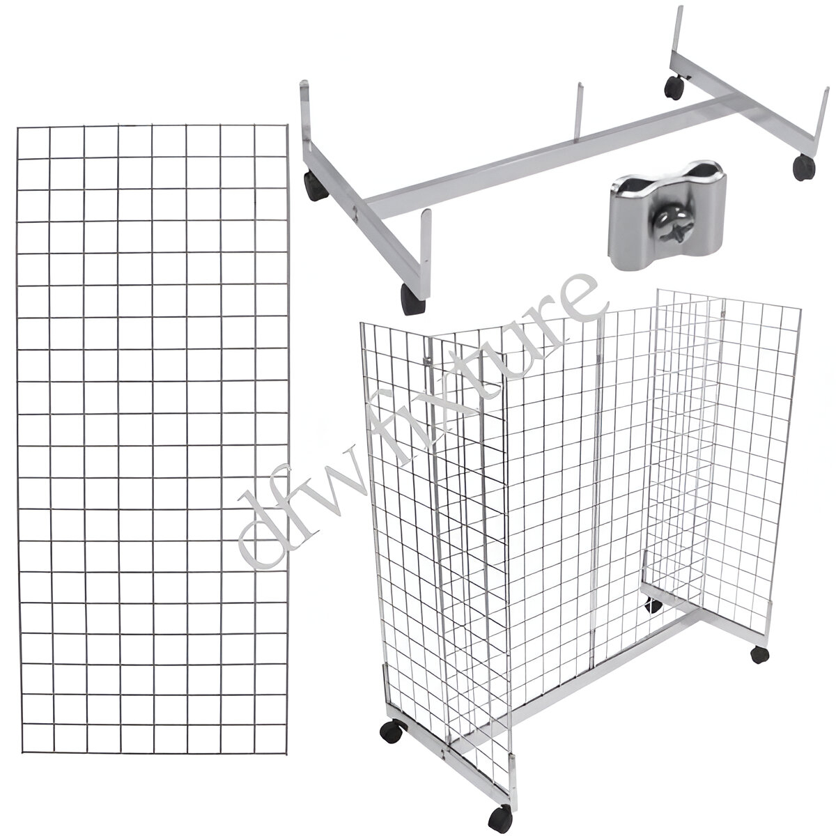 Grid Gondola Display- 5ft- Chrome