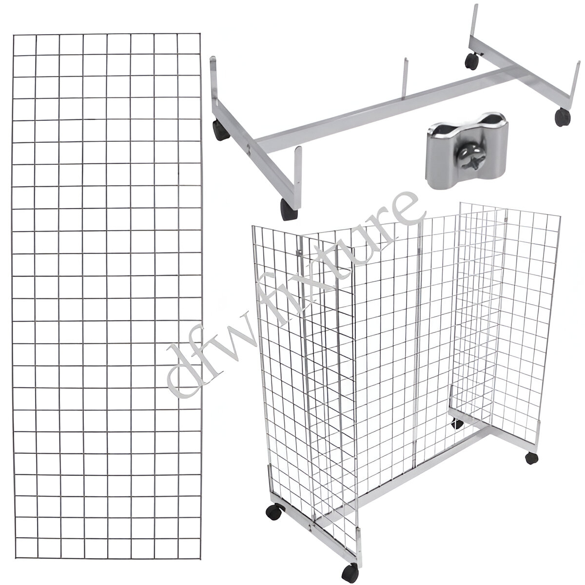 Grid Gondola Display- 6ft- Chrome