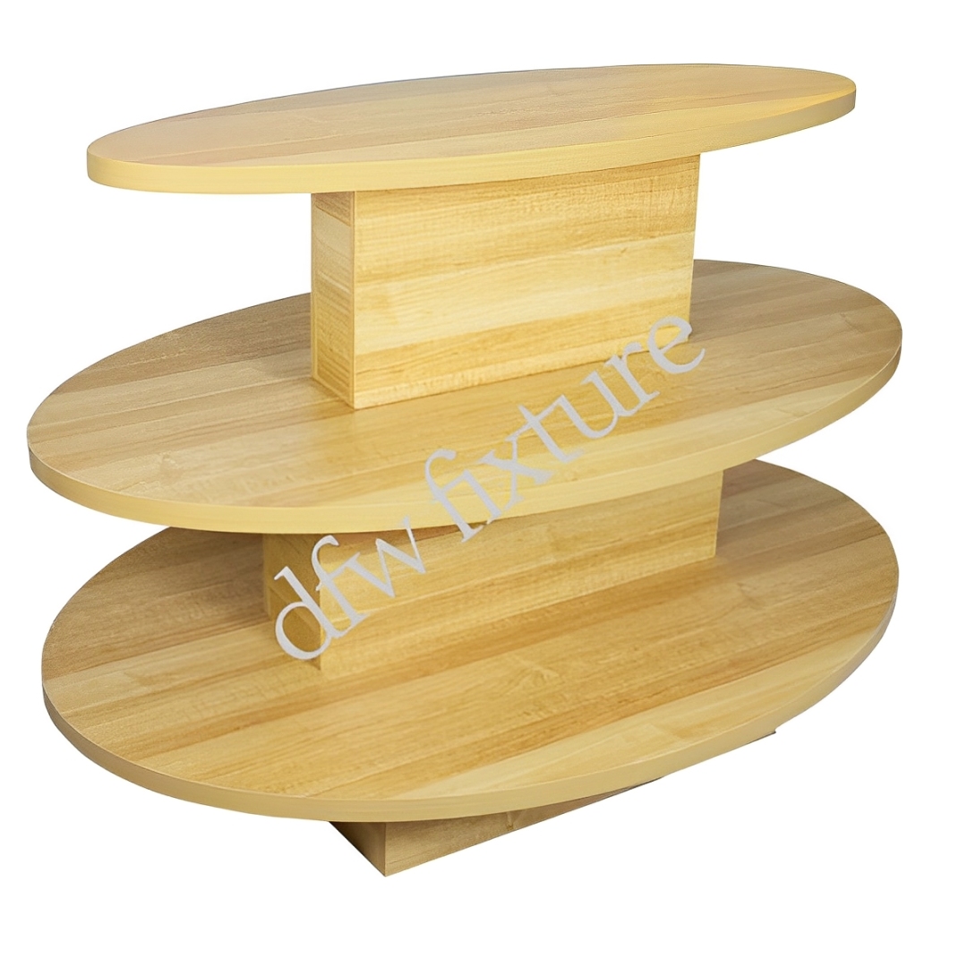 3 Tier Oval Display Table-Maple
