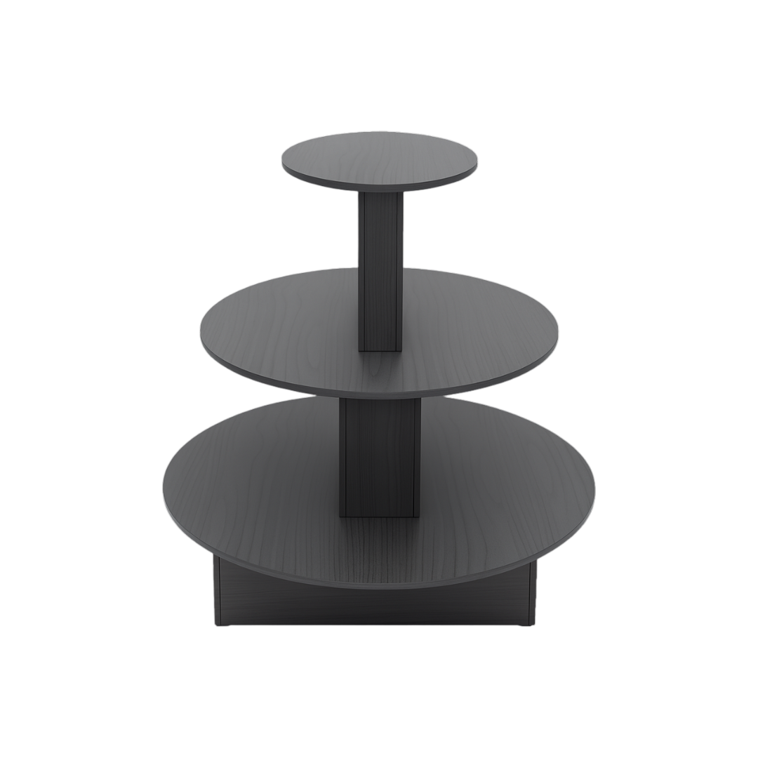3 Tier Round Display Table- Gray