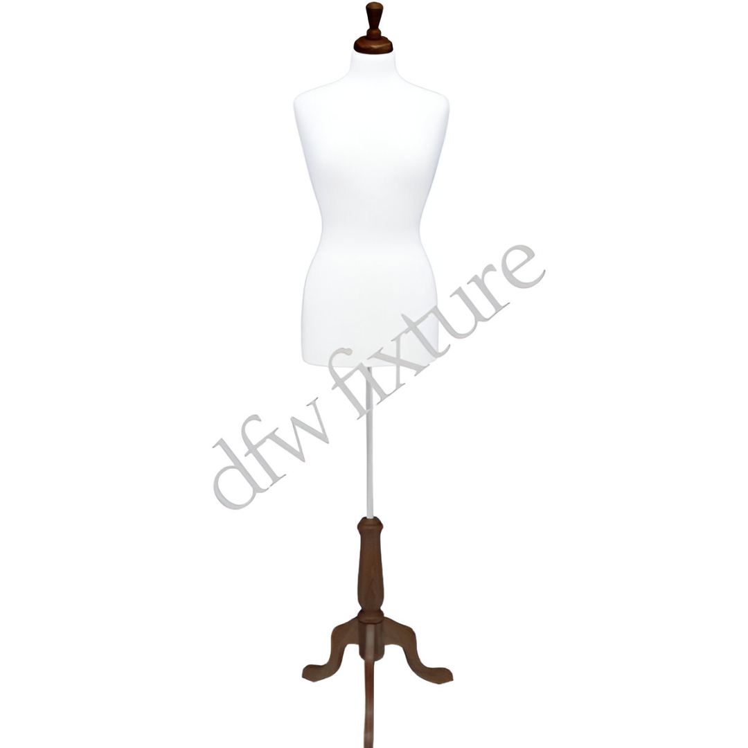 Female Jersey Form - White with Walnut Base