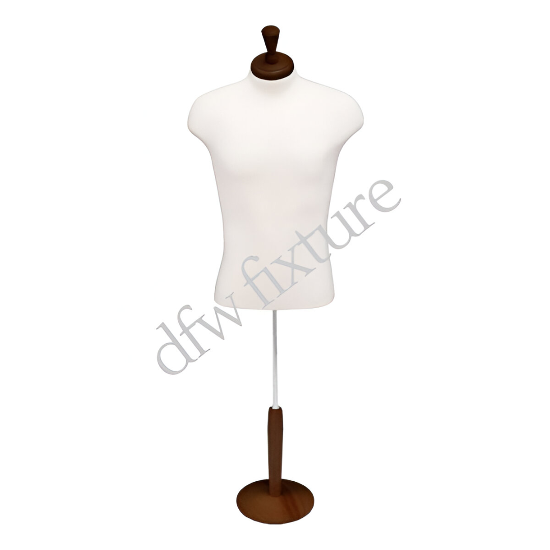 Male Jersey Form - White with Walnut Base