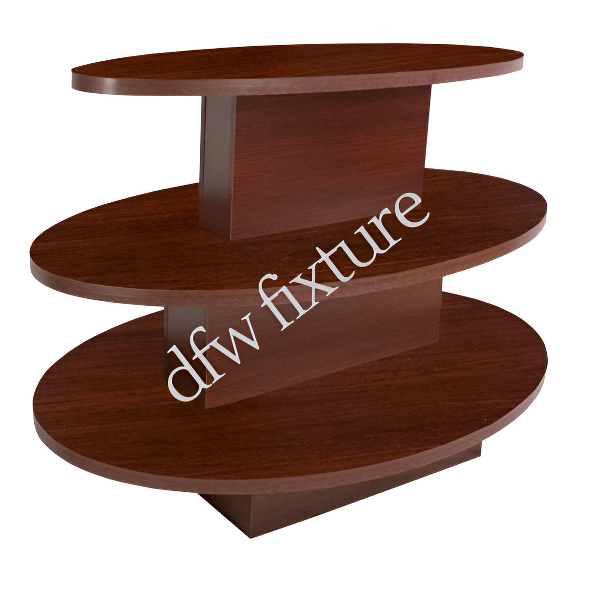 3 Tier Oval Display Table-Walnut