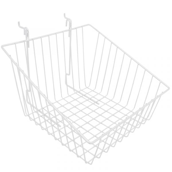 Gridwall/Slatwall Slant Basket - 12x12x8x4- White