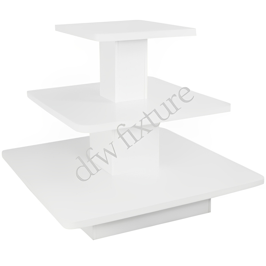3 Tier Square Display Table- White