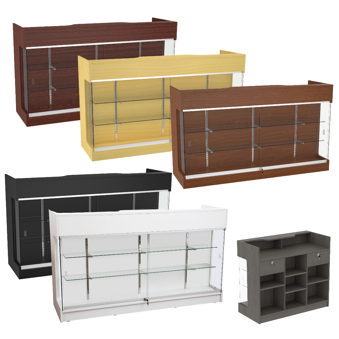 4ft Ledgetop Counter with Glass Front