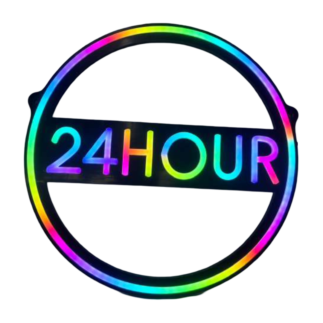 24-HOUR CIRCULAR NEON SIGN